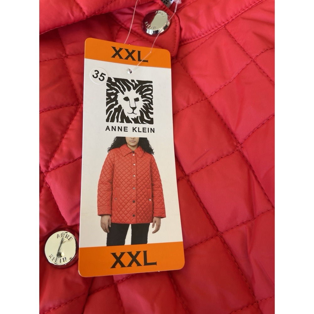 NEW Anne Klein Womens Jacket Red Quilted Midweight Jacket - Size XXL